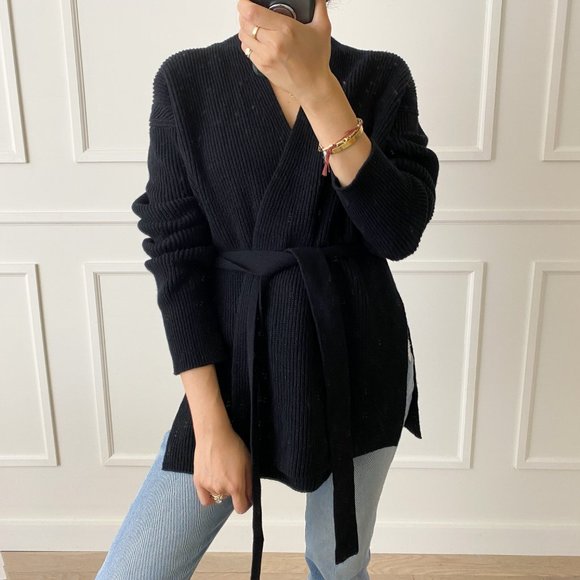 Helmut Lang Sweaters - Helmut Lang Wool/Cashmere Wrap Cardigan Sweater